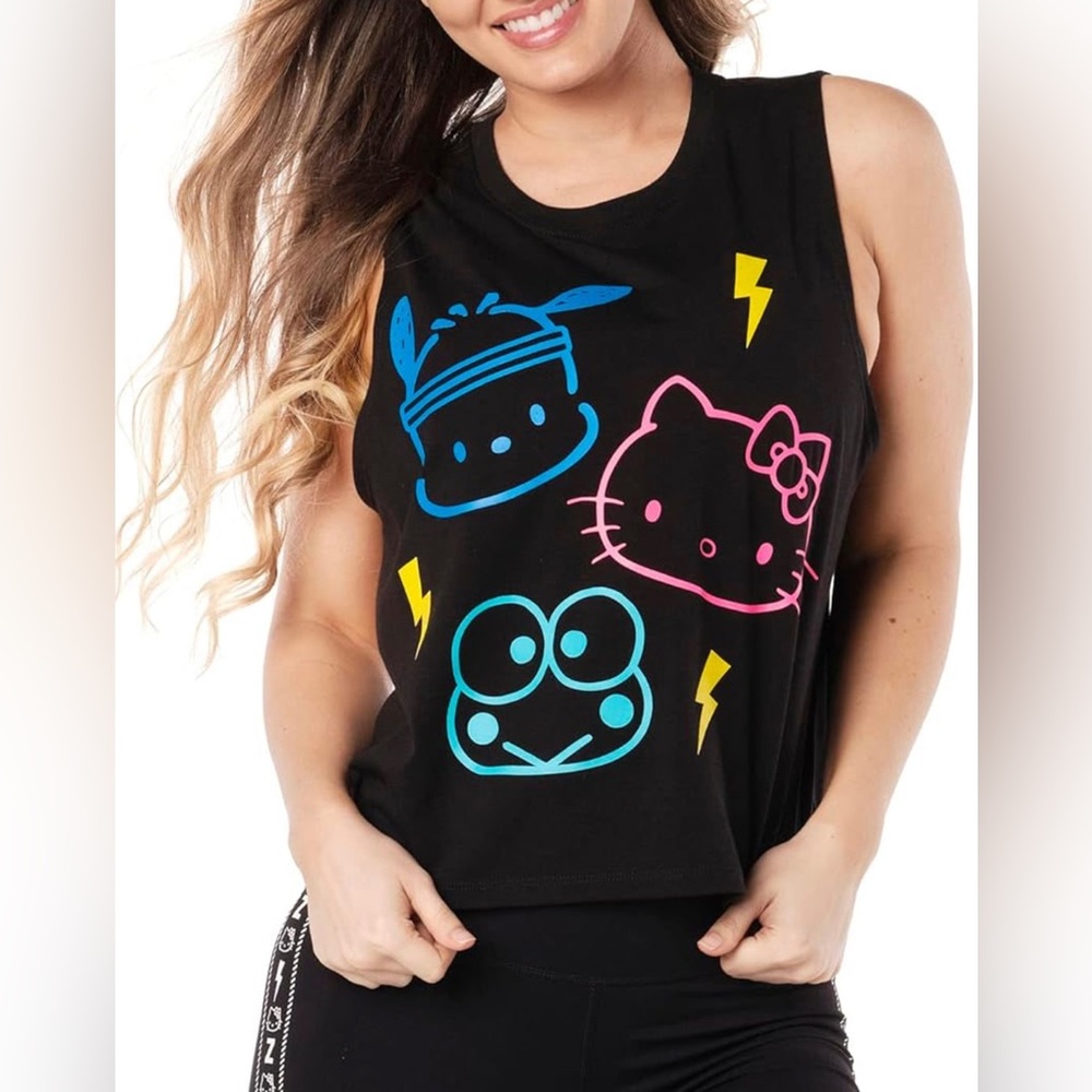 Zumba x Hello Kitty Black Loose Tank Top, size Small